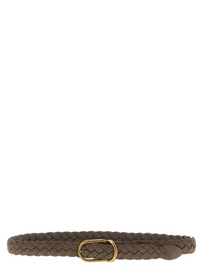 BRUNELLO CUCINELLI WOVEN BELT BELTS GRAY
