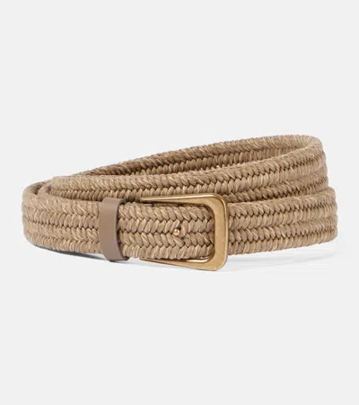 Brunello Cucinelli Woven Belt In Brown