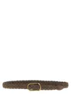 Brunello Cucinelli Taupe Woven Belt In Green