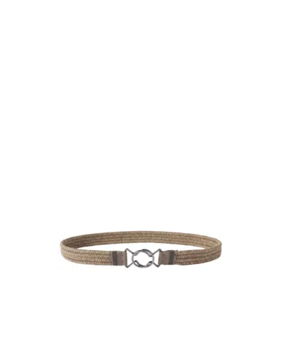 Brunello Cucinelli Bead-embellished Leather-trimmed Braided Cotton-blend Belt In Neutrals