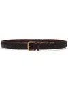 Brunello Cucinelli Woven Brown Belt In Leather In Brown