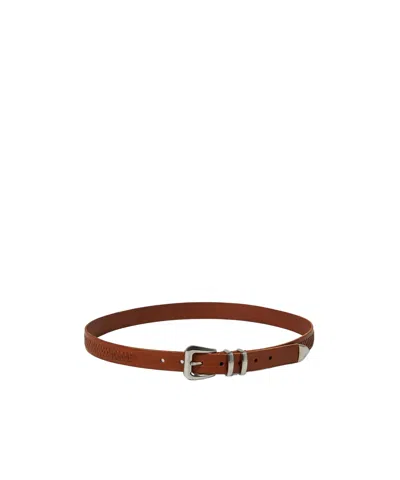 Brunello Cucinelli Woven Buckled Leather Belt In Brown