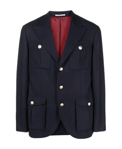 Brunello Cucinelli Men's Deconstructed Jacket In Blue