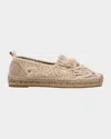 Brunello Cucinelli Linen-blend Dazzling Foliage Lace Knit Espadrilles In Brown