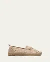 Brunello Cucinelli Linen-blend Dazzling Foliage Lace Knit Espadrilles In Brown