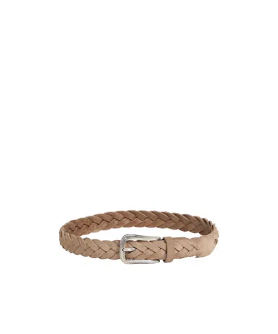 Brunello Cucinelli Woven Leather Belt In Brown