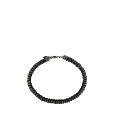 Brunello Cucinelli Woven Leather Neckchain In Black