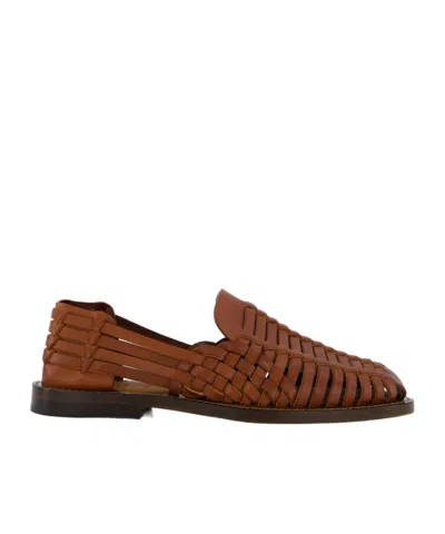 Brunello Cucinelli Woven Leather Sandals In Brown