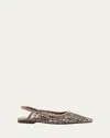 Brunello Cucinelli Woven Monili Slingback Flats In Brown