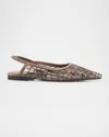 Brunello Cucinelli Woven Monili Slingback Flats In Brown