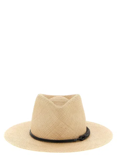 Brunello Cucinelli Woven Raffia Fedora In Natural