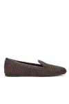 Brunello Cucinelli Woven Slip-on Brown Shoes With Elegant Detailing In Blue