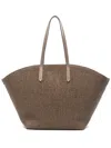 Brunello Cucinelli Woven Texture Tote Bag With Long Handles In Brown