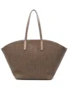 Brunello Cucinelli Woven Texture Tote Bag With Long Handles In Brown