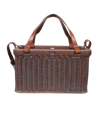 Brunello Cucinelli Woven Wicket Basket In Brown
