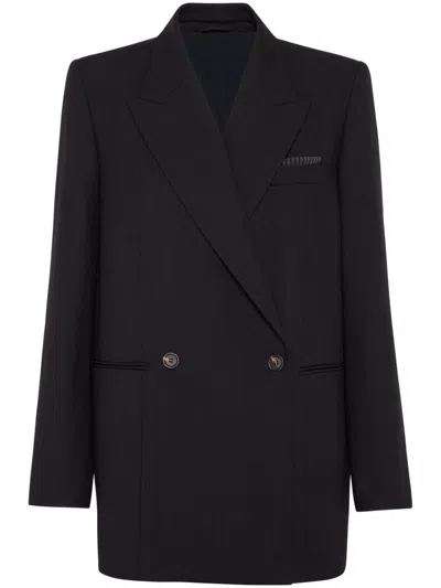 Brunello Cucinelli Woven Wool Jacket In Black