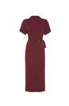 Brunello Cucinelli Drape Short-sleeve Wool Jersey Midi Wrap Dress In Burgundy