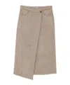 Brunello Cucinelli Asymmetric Brushed-wool Midi Wrap Skirt In Neutral