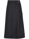 Brunello Cucinelli Wrap-design Midi Skirt In Black