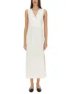 Brunello Cucinelli Slim Fit V-neckline Wrap-effect Dress In White