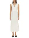 Brunello Cucinelli Slim Fit V-neckline Wrap-effect Dress In White