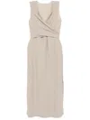 Brunello Cucinelli Wrap-effect Midi Dress In Neutrals