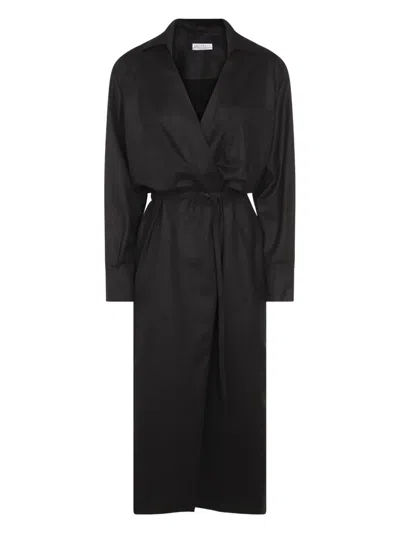 BRUNELLO CUCINELLI WRAP-EFFECT MIDI SHIRT DRESS