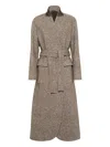 Brunello Cucinelli Wrap Front Belted Coat In Brown