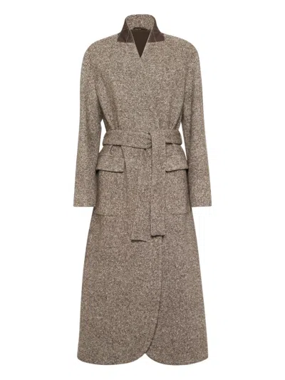 BRUNELLO CUCINELLI BRUNELLO CUCINELLI WRAP FRONT BELTED COAT