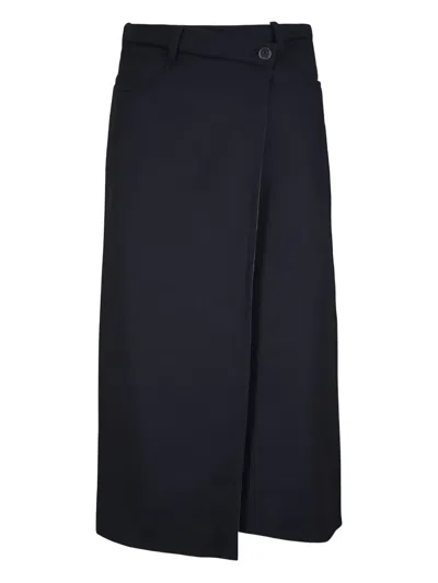 Brunello Cucinelli Wrap-front Midi Skirt In Blue
