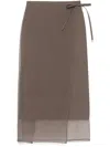 Brunello Cucinelli Cotton-blend Midi Skirt In Brown