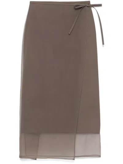 BRUNELLO CUCINELLI WRAP MIDI SKIRT