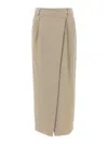 Brunello Cucinelli Wrap Skirt With Back Pockets And Belt Loops In Brown