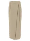 Brunello Cucinelli Wrap Skirt With Back Pockets And Belt Loops In Beige