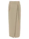 Brunello Cucinelli Wrap Skirt With Back Pockets And Belt Loops In Beige