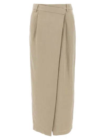 BRUNELLO CUCINELLI WRAP SKIRT SKIRTS BEIGE