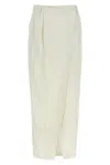 Brunello Cucinelli Midi Length Wrap Skirt With Back Pocket In White