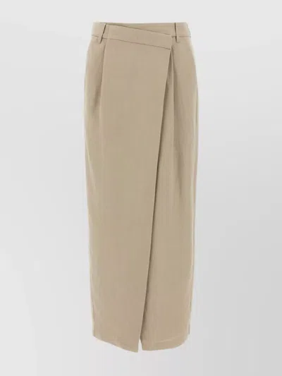Brunello Cucinelli Wrap Skirt With Back Pockets And Belt Loops In Beige