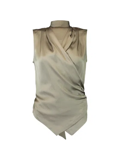 Brunello Cucinelli Wrap Sleeveless Blouse In Green