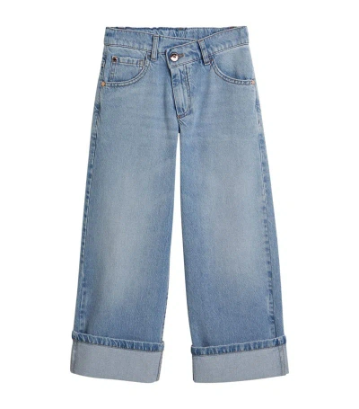 Brunello Cucinelli Kids' Denim Wide-leg Jeans In Blue