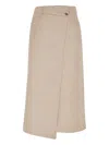 Brunello Cucinelli Wrap Wool Skirt In Neutral