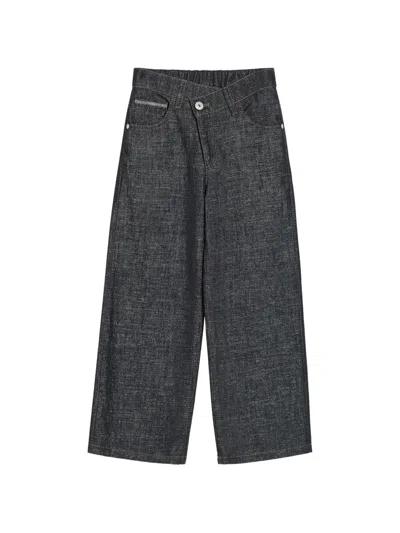 Brunello Cucinelli Kids' Wrap-effect Jeans In Blue