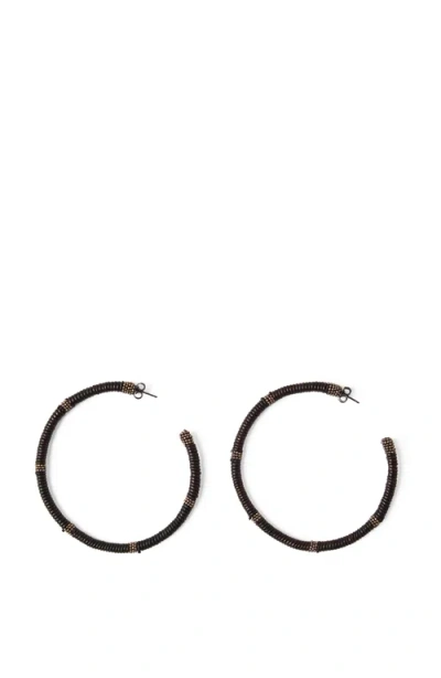 Brunello Cucinelli Wrapped Leather Earrings In Black