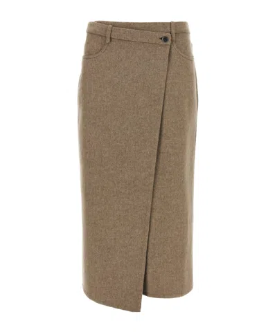 BRUNELLO CUCINELLI BRUNELLO CUCINELLI WRAPPED MIDI SKIRT