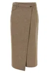 Brunello Cucinelli Wraparound Skirt With Belt Loops And Back Pockets In Sand
