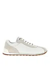 Brunello Cucinelli Embellished Suede-trimmed Stretch-knit Sneakers