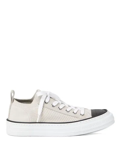 Brunello Cucinelli White Low Top Sneaker With Tab On The Heel