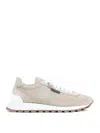 Brunello Cucinelli Velvety Suede Runners With Monili Detail In Neutral