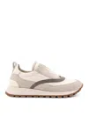 Brunello Cucinelli Low-top Suede And Nylon Sneakers With Monili Details