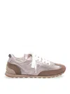 Brunello Cucinelli Leather Suede Sneakers Rubber Sole Pull Tab In Marrón Claro